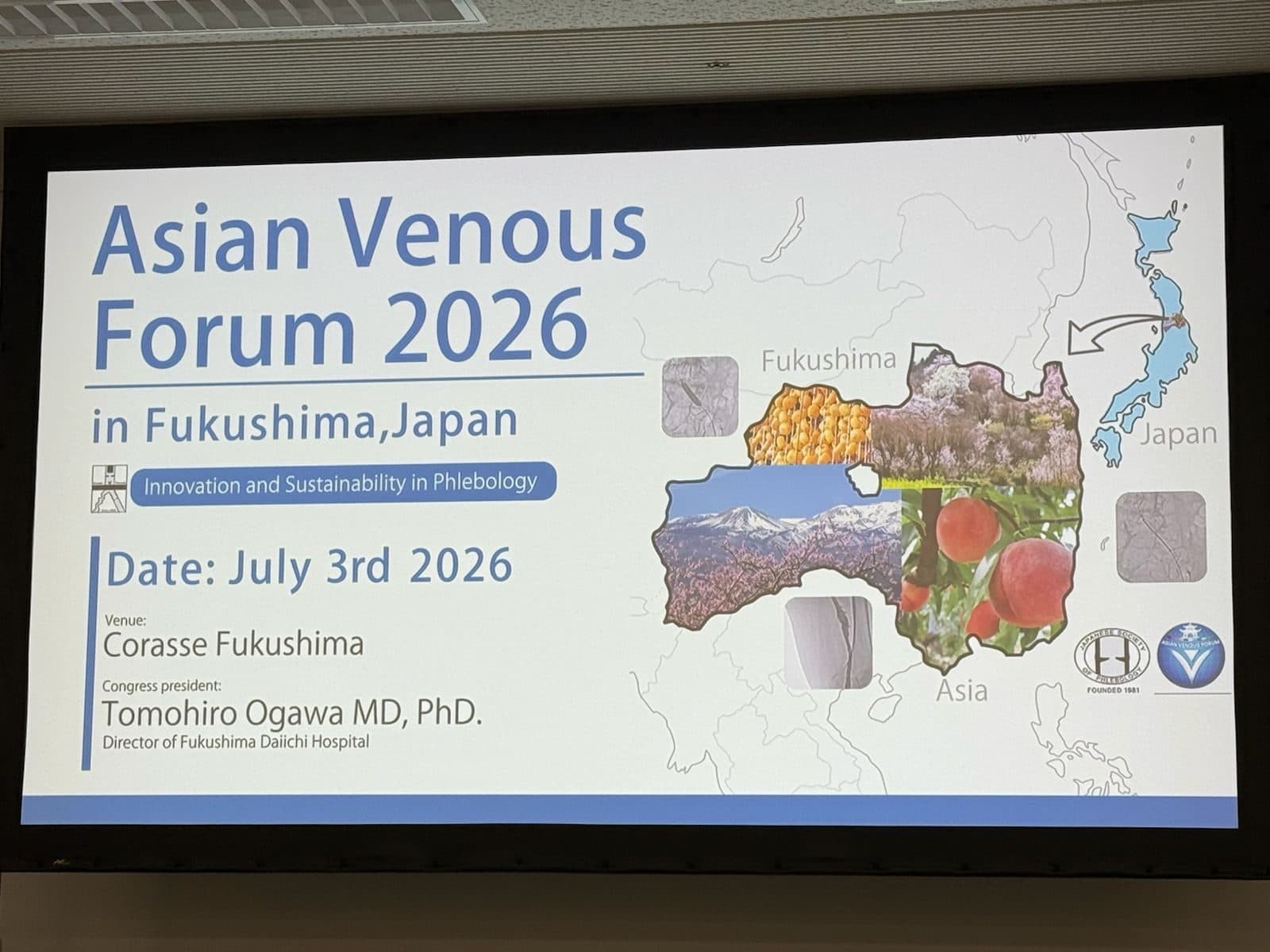 Opening slide of the Asian Venous Forum 2026 in Fukushima, Japan